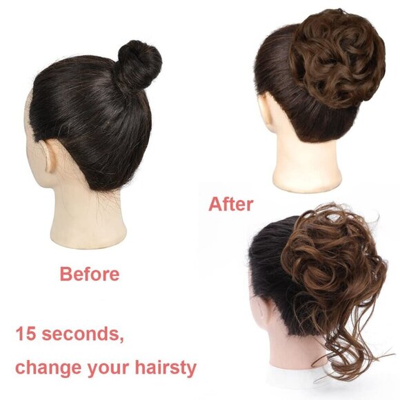 Messy Bun Hair Piece Curly Elastic Hair Band Updo Extension for Women